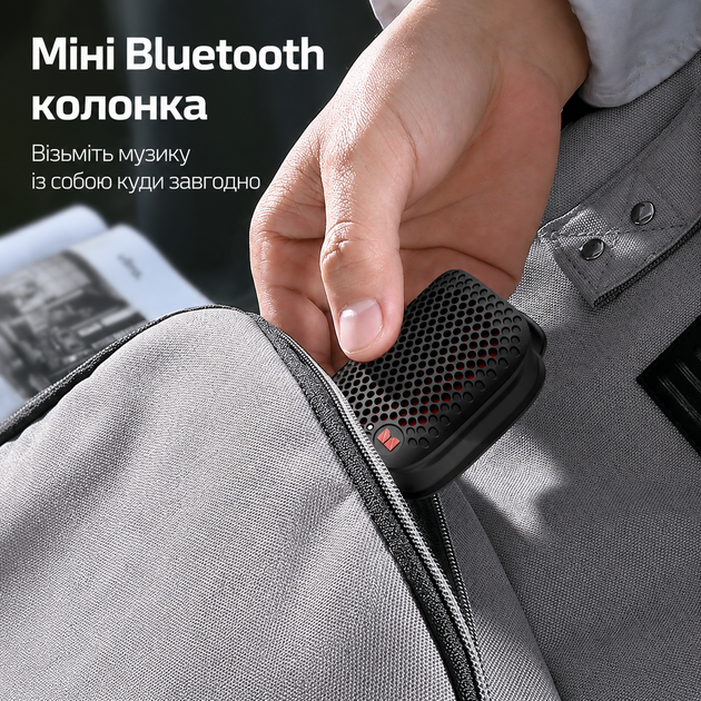 Портативная Bluetooth колонка MONSTER Micro D127 6W IPX7 беспроводная акустика для отдыха дома путешествий природы и заведений мощный звук Блютуз USB TF FM радио длительное время работы совместима с Android iPhone планшетами и ноутбуками - изображение 8