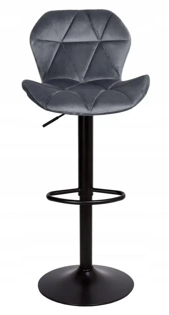 Барний стілець Hoker SEVILLA VELVET Сірий 44х38х105 см - комфортне поворотне сидіння, регульована висота - зображення 5