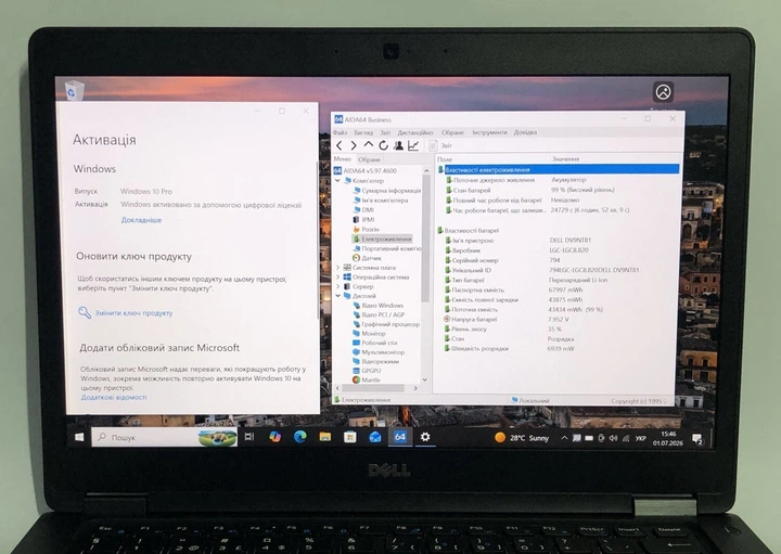 Ноутбук Dell Latitude 5480 / 14" (1920x1080) IPS / Intel Core i5-7440HQ (4 ядра по 2.8 - 3.8 GHz) / 8 GB DDR4 / 256 GB SSD / Intel HD Graphics 630 / WebCam / Win 10 Pro б/в + Подарунок Флеш-накопичувач Kingston DataTraveler Exodia S 64 ГБ - зображення 10