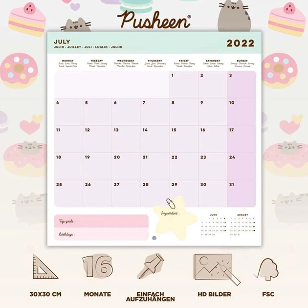 Календарь настенный Pusheen Foodie 2022 30x30 см (CP22019) - Фото 3 Календарь настенный Pusheen Foodie 2022 30x30 см (CP22019) - изображение 3