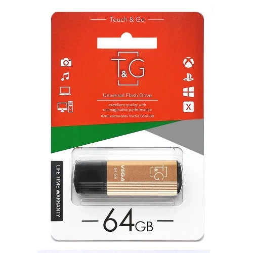 Флеш накопичувач USB 64Gb T&G Vega TG121, Gold, USB 2.0 (TG121-64GBGD) - Фото 2 Флеш накопичувач USB 64Gb T&G Vega TG121, Gold, USB 2.0 (TG121-64GBGD) - изображение 2