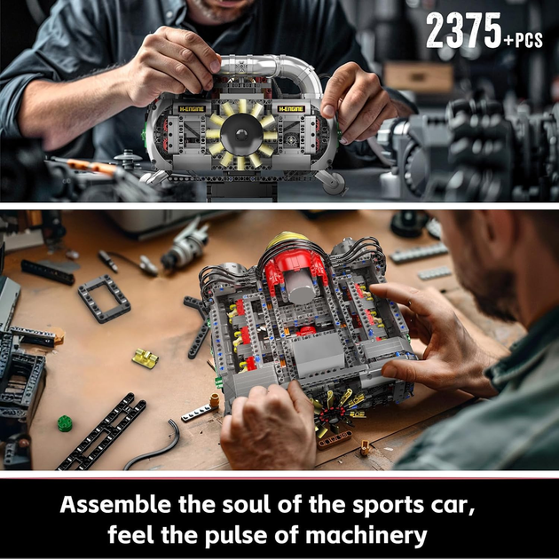 Конструктор двигатель Flat-6 Mould King 10181 с электромотором 2375 деталей — модель оппозитного двигателя, механический двигатель - изображение 3