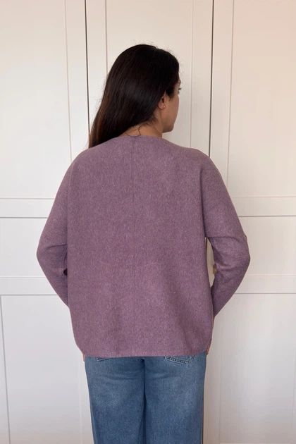 Светр INEDIT 10612 Violet ONE SIZE - Фото 3 Светр INEDIT 10612 Violet ONE SIZE - зображення 3