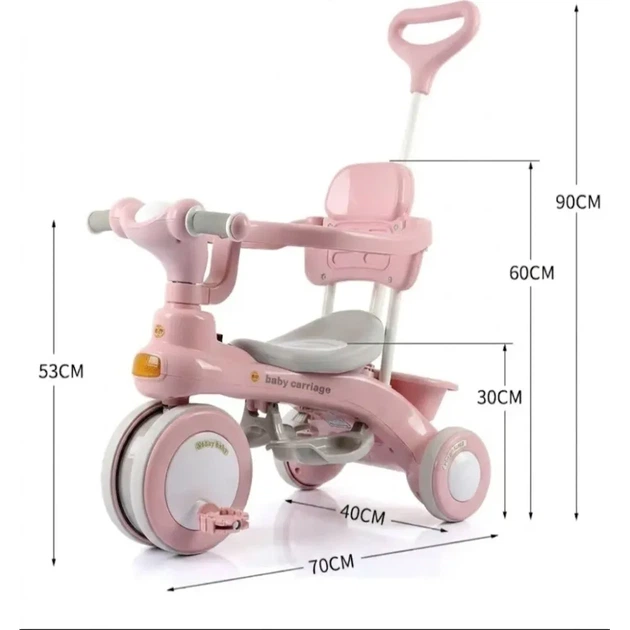 Дитячий триколісний велосипед Baby Carriage 588 рожевий - Фото 3 Дитячий триколісний велосипед Baby Carriage 588 рожевий - изображение 3