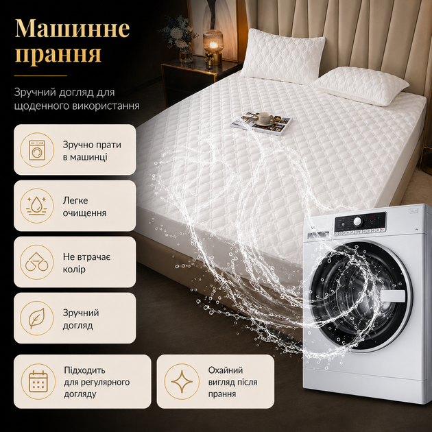 Наматрасник на резинках непромокаемый защитный AquaStop мембранный фиксация по периметру - изображение 9