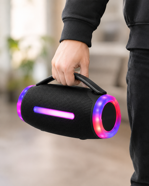 Колонка MS-3643BT-W / Колонка Bluetooth з мікрофоном / Акустика з RGB-підсвічуванням - зображення 3