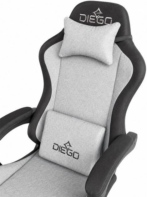 Игровое кресло DIEGO Fabric X для геймеров с эргономичными подушками и выдвижной подставкой для ног удобное компьютерное кресло Серый - изображение 5