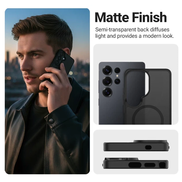 Etui do smartfona Samsung Galaxy S26 Ultra Crong Hybrid Matte Magnetic Black (CRGHMMSGS26UBLK) - obraz 3