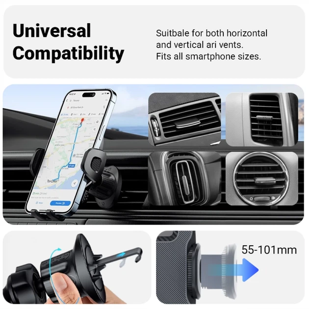 Автотримач Crong Carclip Air Vent Black (CRGCH8BLK) - зображення 5