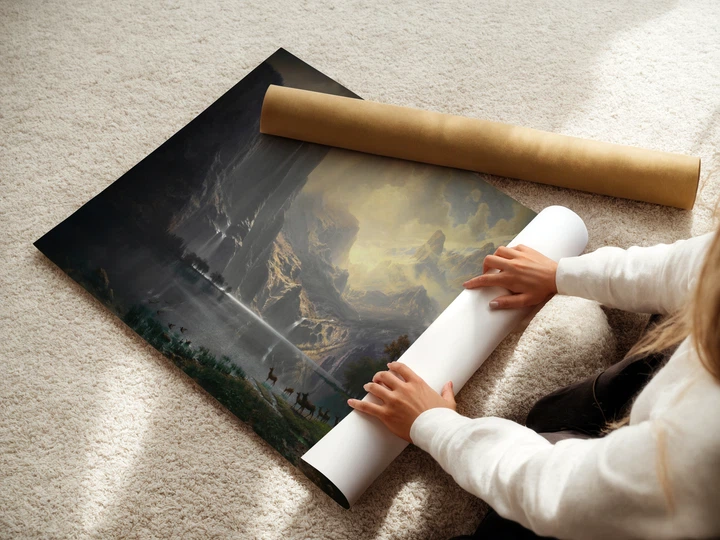 Постер Серед гір Сьєрра-Невади, Альберт Бірштадт, Albert Bierstadt, репродукція картини, A2 34×60 см (id7002) - зображення 3