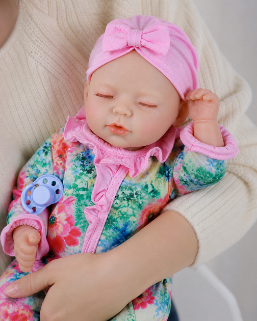 Інтерактивний пупс Reborn Baby Born Mia Joy 42 см — реагує на рухи, сміється, плаче та засинає, з аксесуарами (RBM24019) - изображение 7