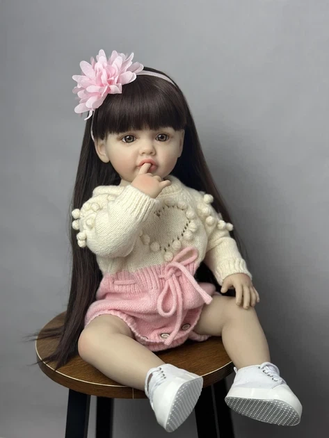 Реборн дівчинка лялька Reborn Baby 55 см з вініл-силіконовим тілом та аксесуарами, можна купати (RB021) - изображение 2