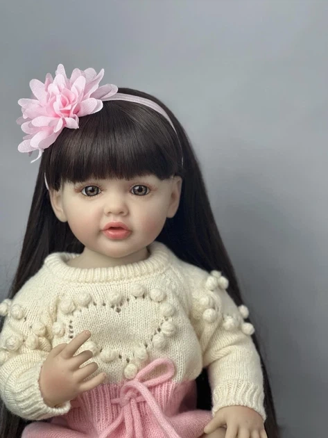 Реборн дівчинка лялька Reborn Baby 55 см з вініл-силіконовим тілом та аксесуарами, можна купати (RB021) - изображение 3