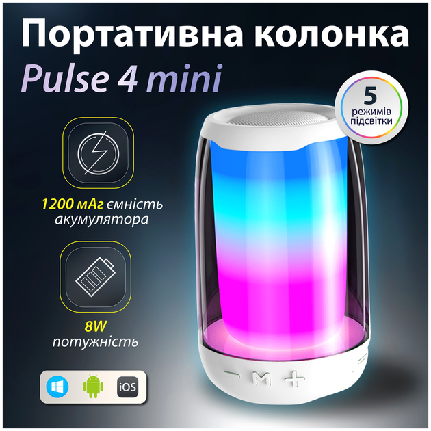Портативная колонка 8 Вт Bluetooth с FM-приемником для дома 1 шт Белый HM-0666 - изображение 2