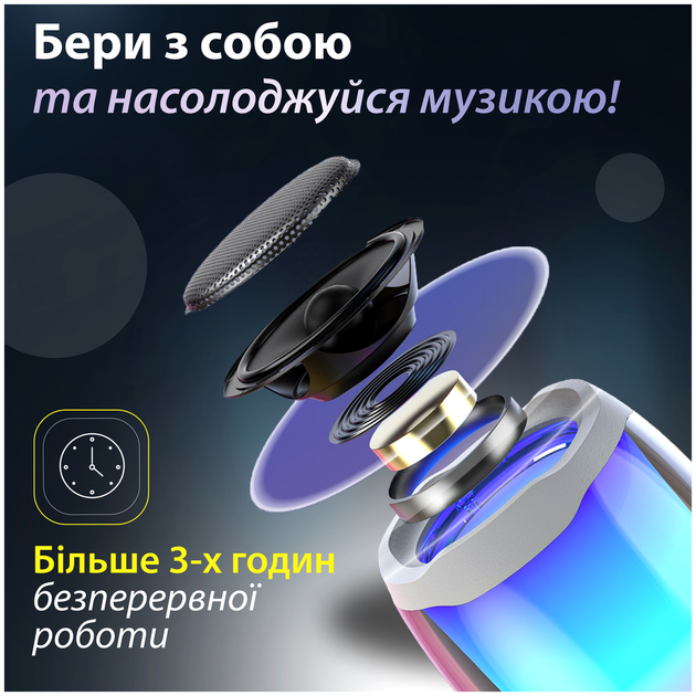 Портативная колонка 8 Вт Bluetooth с FM-приемником для дома 1 шт Белый HM-0666 - изображение 4