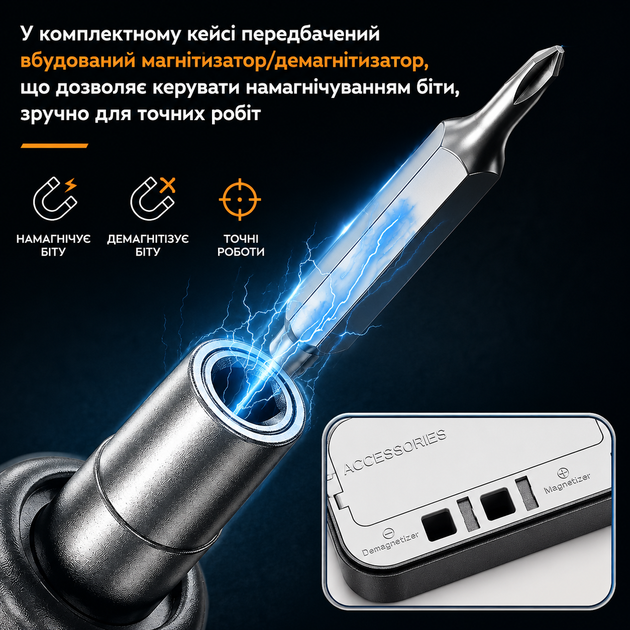 Електрична прецизійна викрутка з реверсом + 38 біт TK-S001H Black UKC - зображення 7