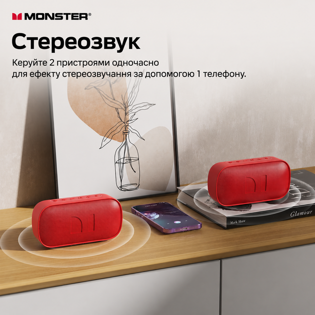 Портативная Bluetooth колонка MONSTER S-Classic D133 14W IPX7 беспроводная акустика для отдыха дома путешествий природы и заведений мощный звук Блютуз USB TF FM радио длительное время работы совместима с Android iPhone планшетами и ноутбуками - изображение 9