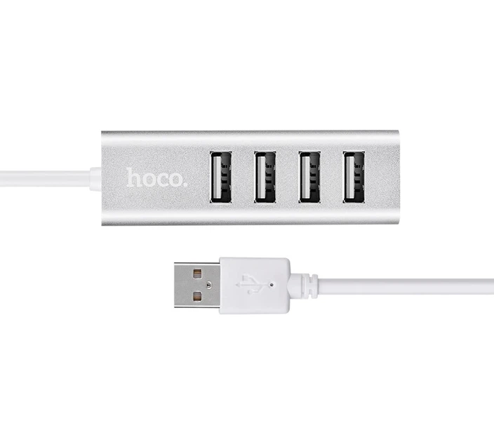 USB-хаб HOCO HB1 4USB Line machine Silver - Фото 3 USB-хаб HOCO HB1 4USB Line machine Silver - зображення 3