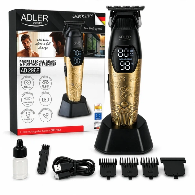 Тример Adler AD 2968 USB-C для бороди та вусів - Фото 1 Тример Adler AD 2968 USB-C для бороди та вусів - изображение 1