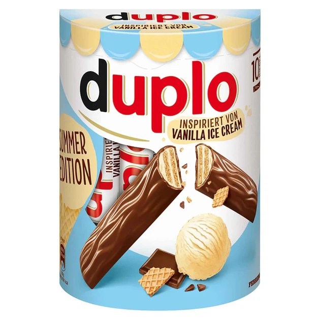 Вафельные батончики Ferrero Duplo Pralinen Vanilla Ice Cream Дупло со вкусом ванильного мороженого 10 шт 182г - Фото 1 Вафельные батончики Ferrero Duplo Pralinen Vanilla Ice Cream Дупло со вкусом ванильного мороженого 10 шт 182г - изображение 1