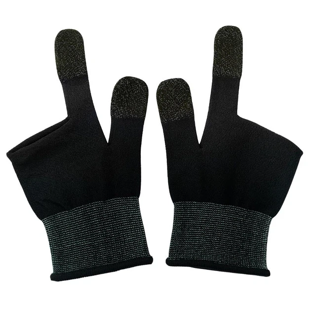 Ігрові рукавички для телефона HOCO GA21 Eagle Claw silver fiber two-finger gaming gloves сенсорні геймерські напіврукавички на два пальці зі срібним волокном 2 шт Чорні - зображення 2