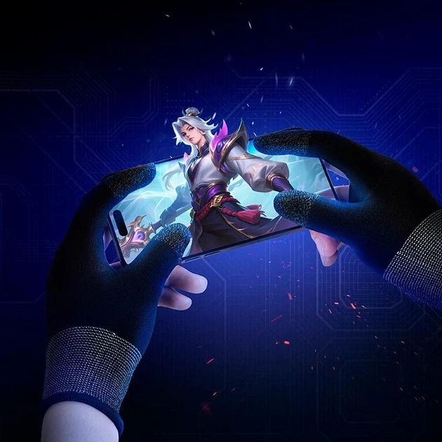 Ігрові рукавички для телефона HOCO GA21 Eagle Claw silver fiber two-finger gaming gloves сенсорні геймерські напіврукавички на два пальці зі срібним волокном 2 шт Чорні - зображення 6