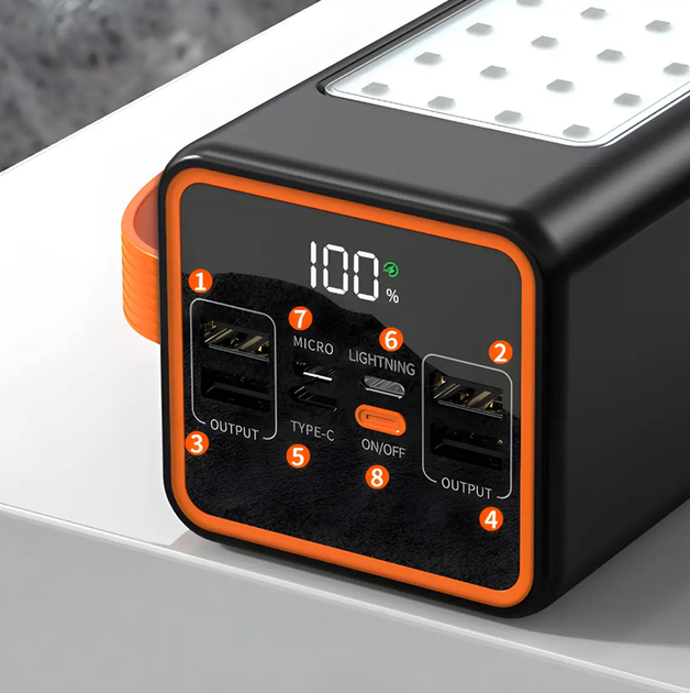 Повербанк Hoco JA88A 100000 mAh 22 5W із швидкою зарядкою LED ліхтариком чотирма USB портами та індикатором заряду чорний - Фото 8 Повербанк Hoco JA88A 100000 mAh 22 5W із швидкою зарядкою LED ліхтариком чотирма USB портами та індикатором заряду чорний - зображення 8