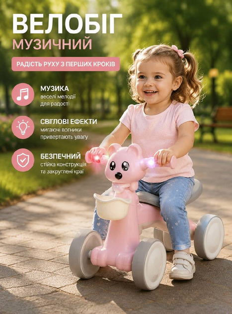 Велобіг дитячий Best Trike 4-х колісний LR-88254 звукові та світлові ефекти Рожевий з кошиком - Фото 1 Велобіг дитячий Best Trike 4-х колісний LR-88254 звукові та світлові ефекти Рожевий з кошиком - изображение 1