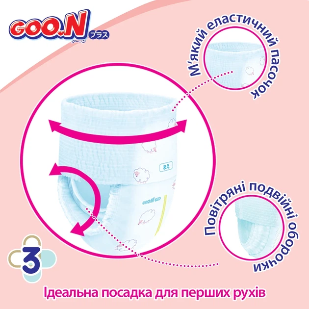 Трусики-подгузники Goo.N Plus 3(M) гипоаллергенные 6-12 кг 52 шт - Фото 6 Трусики-подгузники Goo.N Plus 3(M) гипоаллергенные 6-12 кг 52 шт - изображение 6