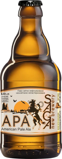Упаковка пива Saga APA (American Pale Ale) светлое нефильтрованное 4.8% 0.33 л x 12 шт (4820195890813) - Фото 2 Упаковка пива Saga APA (American Pale Ale) светлое нефильтрованное 4.8% 0.33 л x 12 шт (4820195890813) - изображение 2
