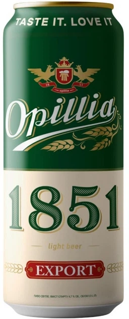 Упаковка пива Opillia Export 1851 светлое фильтрованное 4.7% 0.5 л x 24 шт (4820158673491) - Фото 2 Упаковка пива Opillia Export 1851 светлое фильтрованное 4.7% 0.5 л x 24 шт (4820158673491) - изображение 2