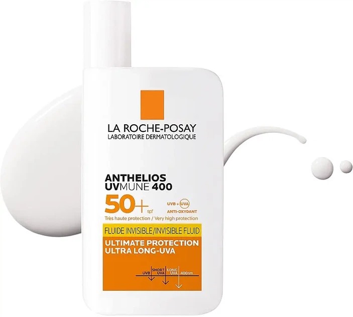 Легкий солнцезащитный флюид для лица La Roche-Posay Anthelios UVmune 400 Invisible Fluid SPF 50+ для чувствительной кожи, 50 мл - изображение 2