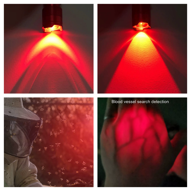 Мощный Телескопический Фонарик с красным светом Alonefire SK68 / LED фонарь с зумом / один режим свечения + батарейка - изображение 8