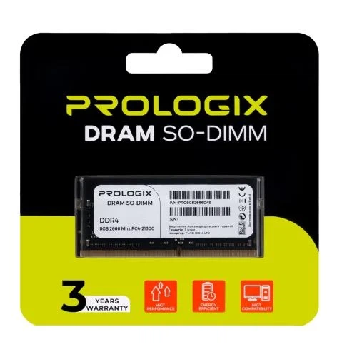 Пам'ять SO-DIMM, DDR4, 8Gb, 2666 MHz, ProLogix, 1.2V, CL19 (PRO8GB2666D4S) - зображення 2
