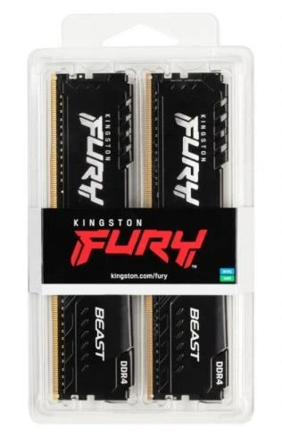 Пам'ять 8Gb x 2 (16Gb Kit) DDR4, 3200 MHz, Kingston Fury Beast, Black, 16-18-18, 1.35V, з радіатором (KF432C16BBK2/16) - изображение 5