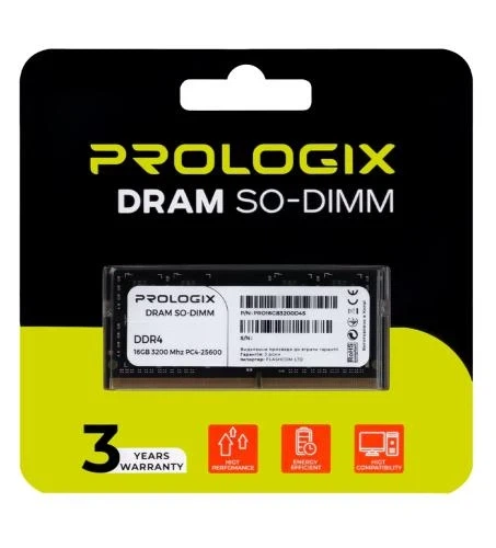 Пам'ять SO-DIMM, DDR4, 16Gb, 3200 MHz, ProLogix, 1.2V, CL22 (PRO16GB3200D4S) - изображение 2