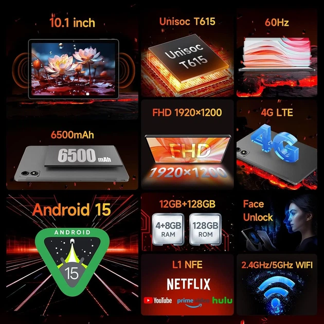Планшет 10.1'' Full HD BNCF BPad 10 4+8/128Gb 4G 2-SIM 8 ядер Android 15 6500 mAh Серый (102182188) - изображение 2
