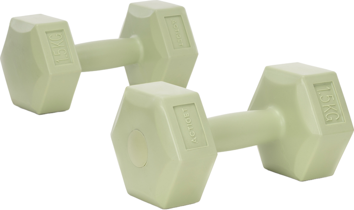 Гантелі Actiget Hex 2 x 1.5 кг Зелені (ACT0157) - Фото 1 Гантелі Actiget Hex 2 x 1.5 кг Зелені (ACT0157) - зображення 1