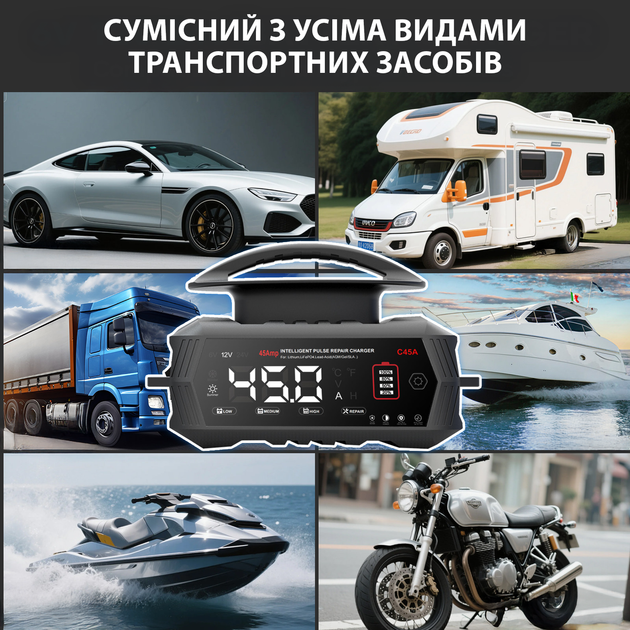 Интеллектуальное зарядное устройство HTRC C45A 12В 45А / 24В 18А / 6В 10А для аккумуляторов литиевых кислотных AGM GEL SLA LiFePO4 и других - изображение 9
