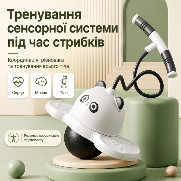 Детский балансировочный мяч-прыгун Панда с ручкой и насосом BB-panda - изображение 2