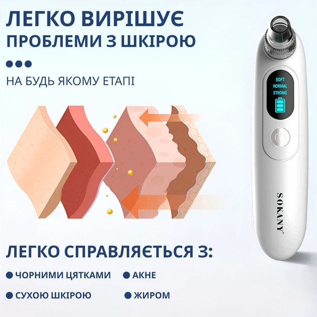 Вакуумный очиститель пор Sokany SK-319, 3 в 1, USB - изображение 5