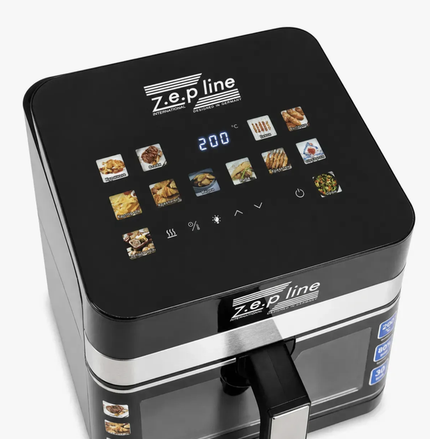 Аэрогриль мультипечь Zepline ZP-00343 13 л 4200 Вт с двумя нагревательными элементами, сенсорным управлением, 12 программами, циркуляцией горячего воздуха 360°, функциями гриля, дегидратора, размораживания, разогрева, жарки без масла - Фото 7 Аэрогриль мультипечь Zepline ZP-00343 13 л 4200 Вт с двумя нагревательными элементами, сенсорным управлением, 12 программами, циркуляцией горячего воздуха 360°, функциями гриля, дегидратора, размораживания, разогрева, жарки без масла - изображение 7