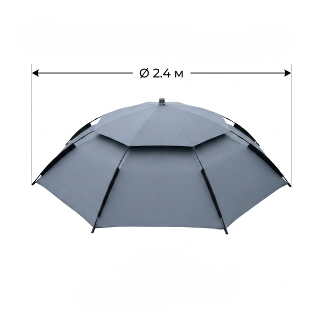 Зонтик-антивитер пляжный садовый рыболовный 2.4M с наклоном Outdoor Umbrella Усиленный - изображение 6