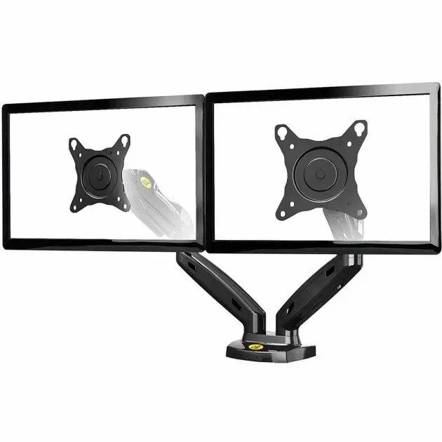 Кронштейн для двух мониторов настольный VESA 17–32" регулируемый с наклоном и поворотом двойной держатель для мониторов черный - изображение 6