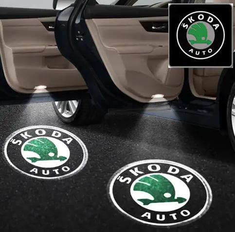 Проекція дверей Skoda Superb (2009-2018) Підсвітка в двері Штатна Підсвітка в двері логотип Шкода - изображение 2