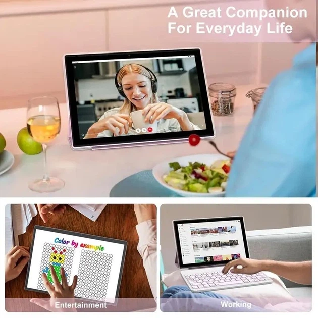 Планшет-ноутбук Crelander T40 10.1" HD / 12 ГБ RAM / 128 ГБ / Dual SIM / Android / Рожевий - зображення 4