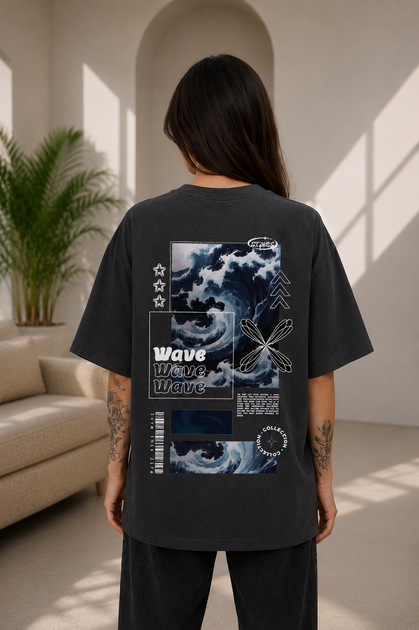 Жіноча оверсайз футболка Wave 2.0 M сіра графіт - Фото 1 Жіноча оверсайз футболка Wave 2.0 M сіра графіт - зображення 1