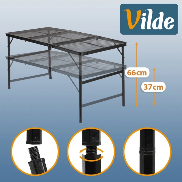 Стіл туристичний Vilde 489395 розкладний 2в1 120 x 60 x 37/66 см Чорний (5900670121591) - Фото 11 Стіл туристичний Vilde 489395 розкладний 2в1 120 x 60 x 37/66 см Чорний (5900670121591) - зображення 11