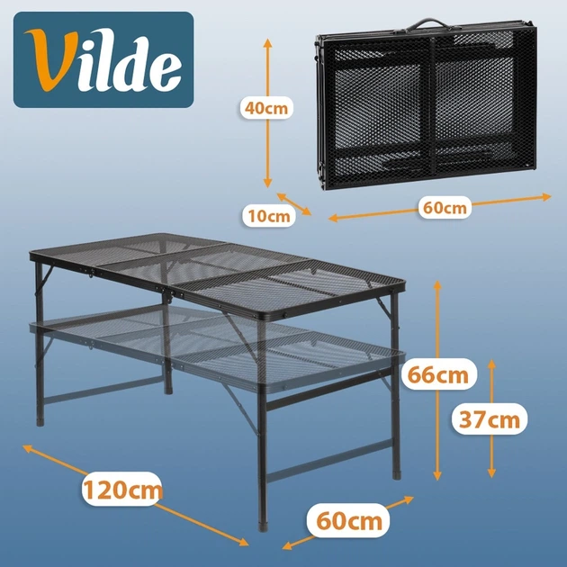 Стіл туристичний Vilde 489395 розкладний 2в1 120 x 60 x 37/66 см Чорний (5900670121591) - Фото 12 Стіл туристичний Vilde 489395 розкладний 2в1 120 x 60 x 37/66 см Чорний (5900670121591) - зображення 12