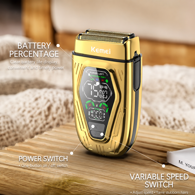 Электробритва Kemei KM-T360 с LCD-дисплеем для бритья бороды - изображение 2